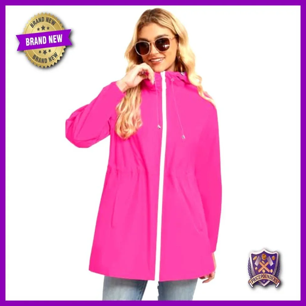 Lined Waterproof Trench Coat Windbreaker Hooded Raincoat Women's Chic Outerwear